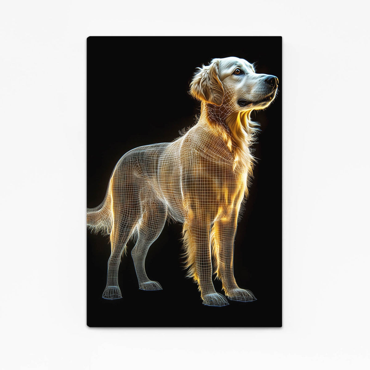 Art Dog — 3d canvas print in brown tones, with Premium Black frame on white background