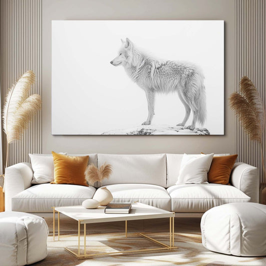 Art Wolf Black And White — black and white canvas print in white tones, view 3