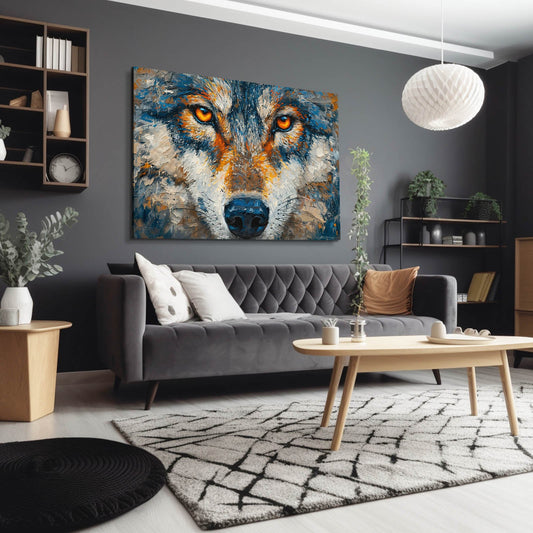 Art Wolf Wall Art — abstract canvas print in brown tones, view 3