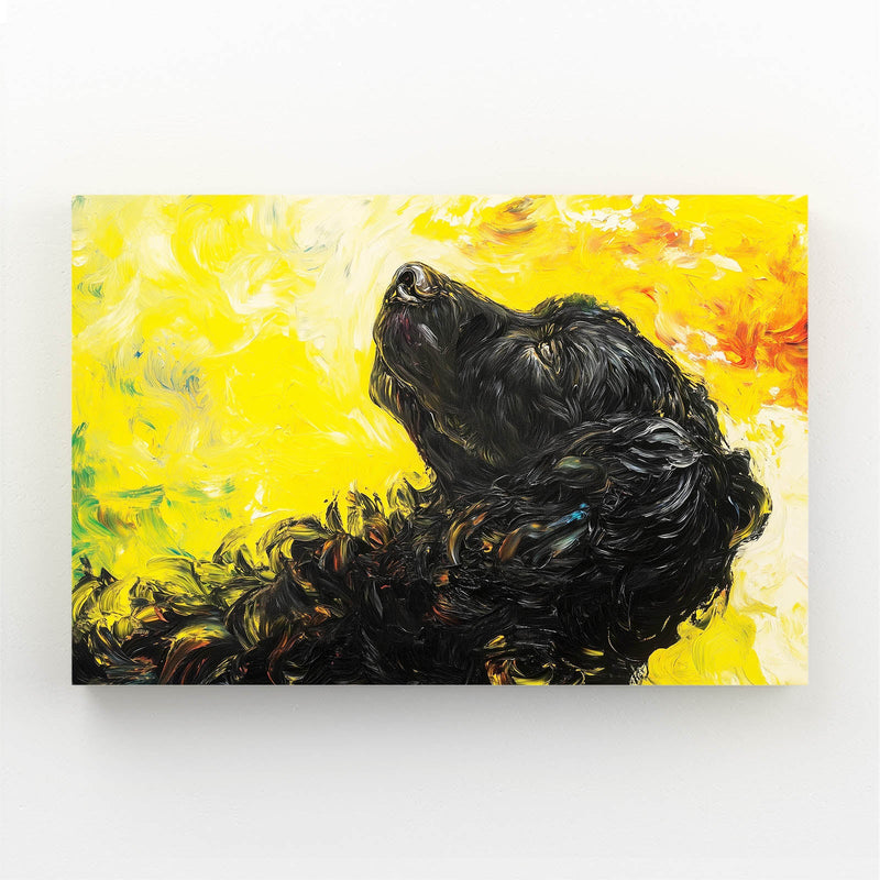 Artwork Of Dog — portrait canvas print in yellow tones