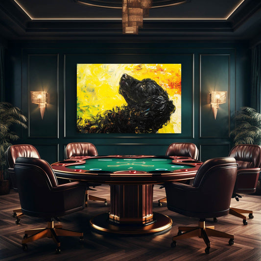 Artwork Of Dog — portrait canvas print in yellow tones, view 3