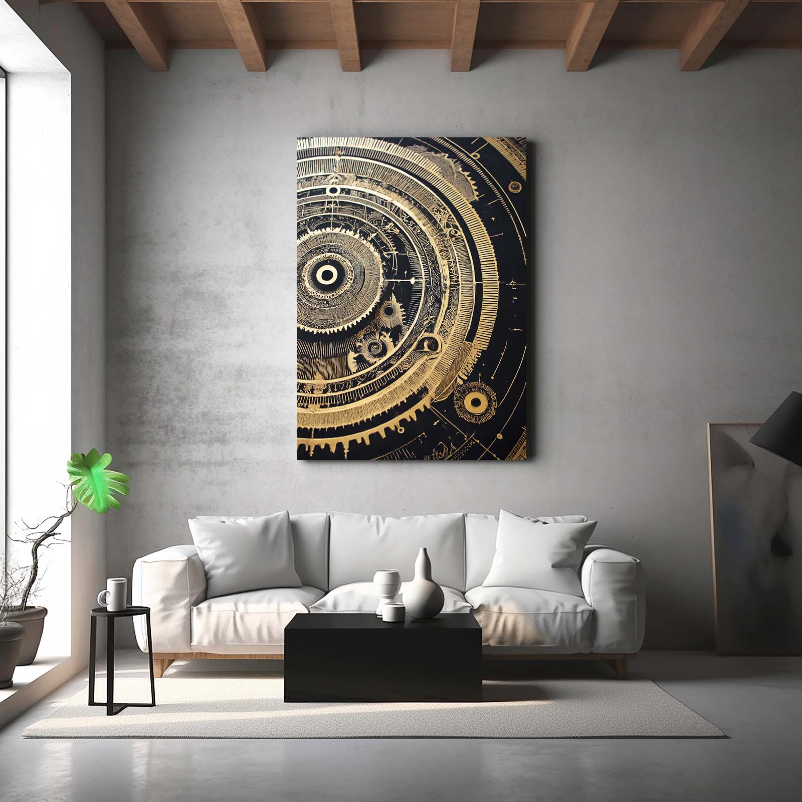 Astrolabe Gold Dial Canvas – styled in a furnished interior