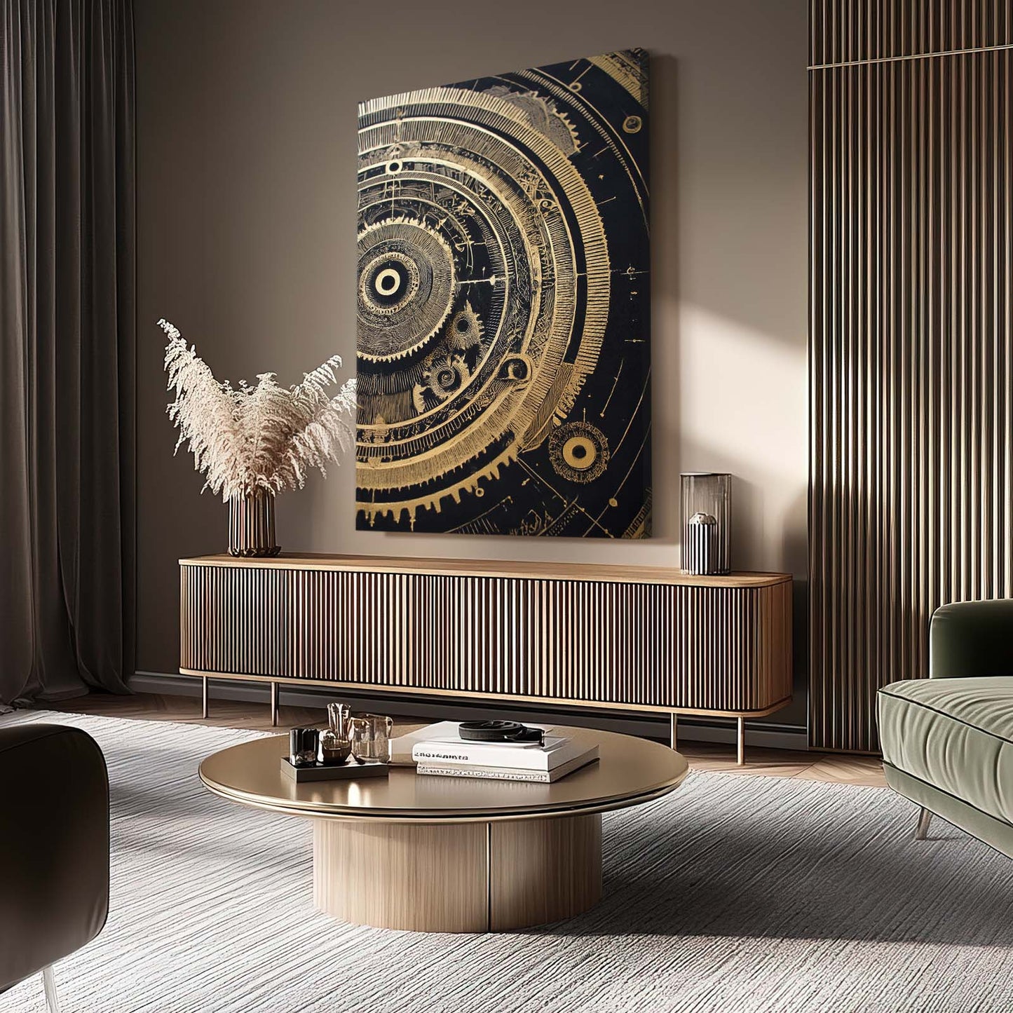 Astrolabe Gold Dial Canvas – styled in a furnished interior