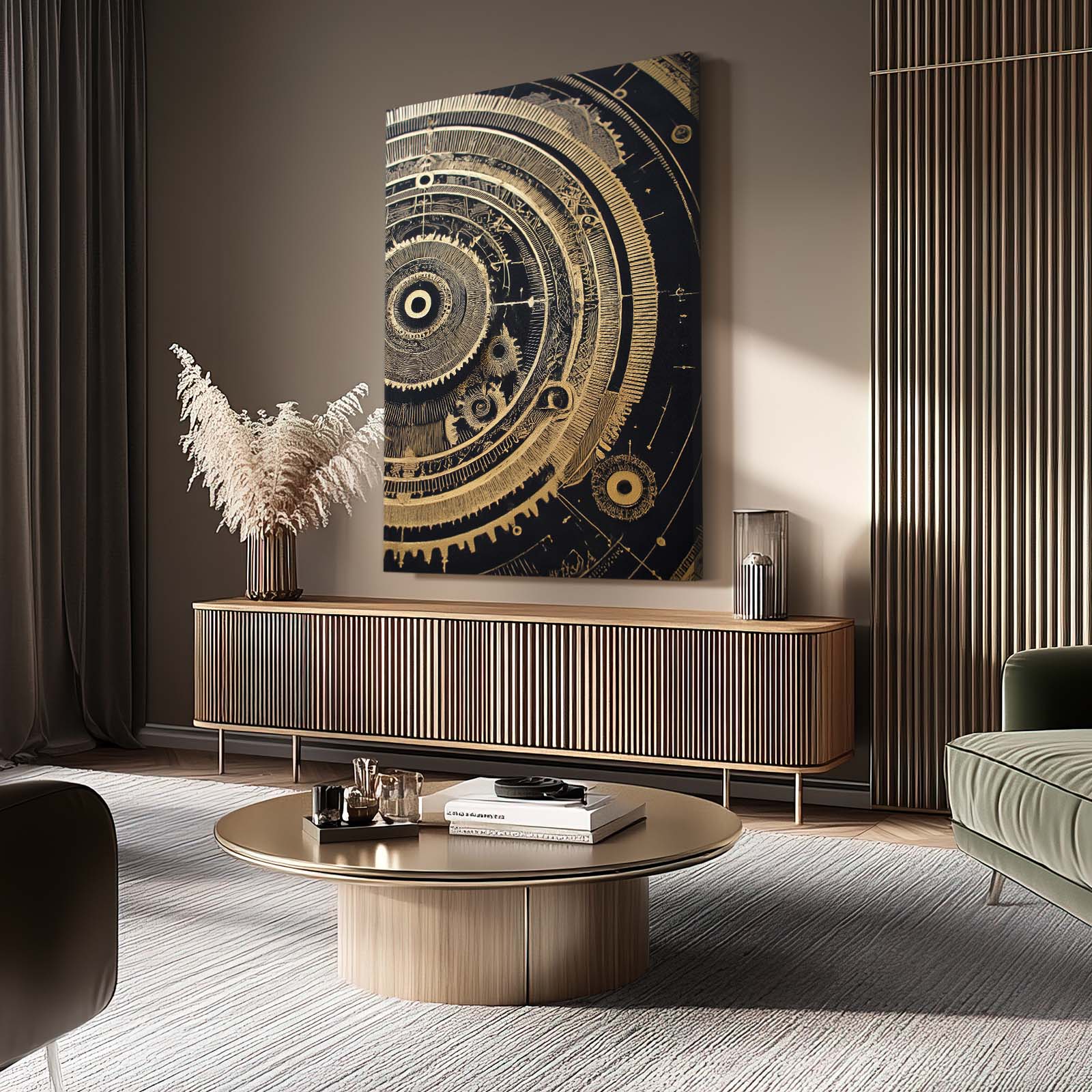 Astrolabe Gold Dial Canvas – styled in a furnished interior