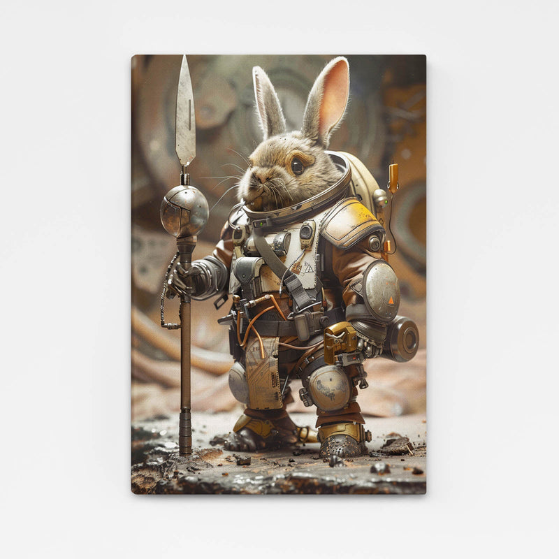 Astronaut Bunny Wall Art – angled canvas view on white background