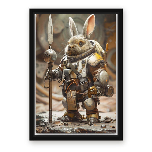Astronaut Bunny Wall Art – with Premium Black wood frame