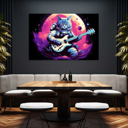 Astronaut Cat With Guitar Art