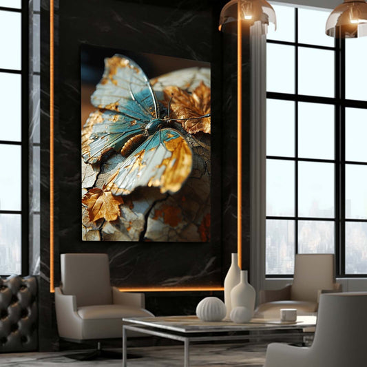 Autumn Butterfly Wall Art — botanical canvas print in brown tones, view 3