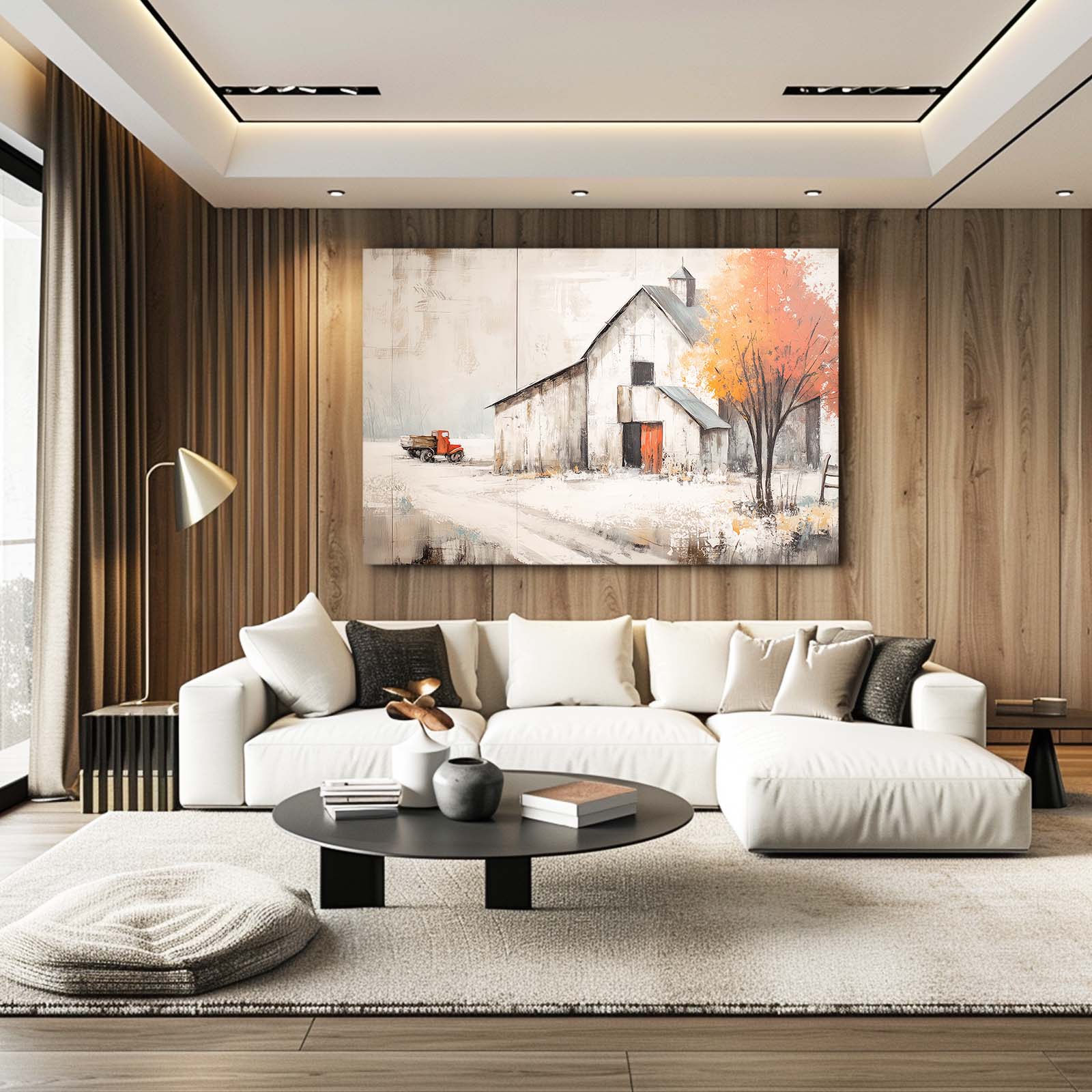 Autumn Farmhouse Farmhouse Wall Art – styled in a furnished interior