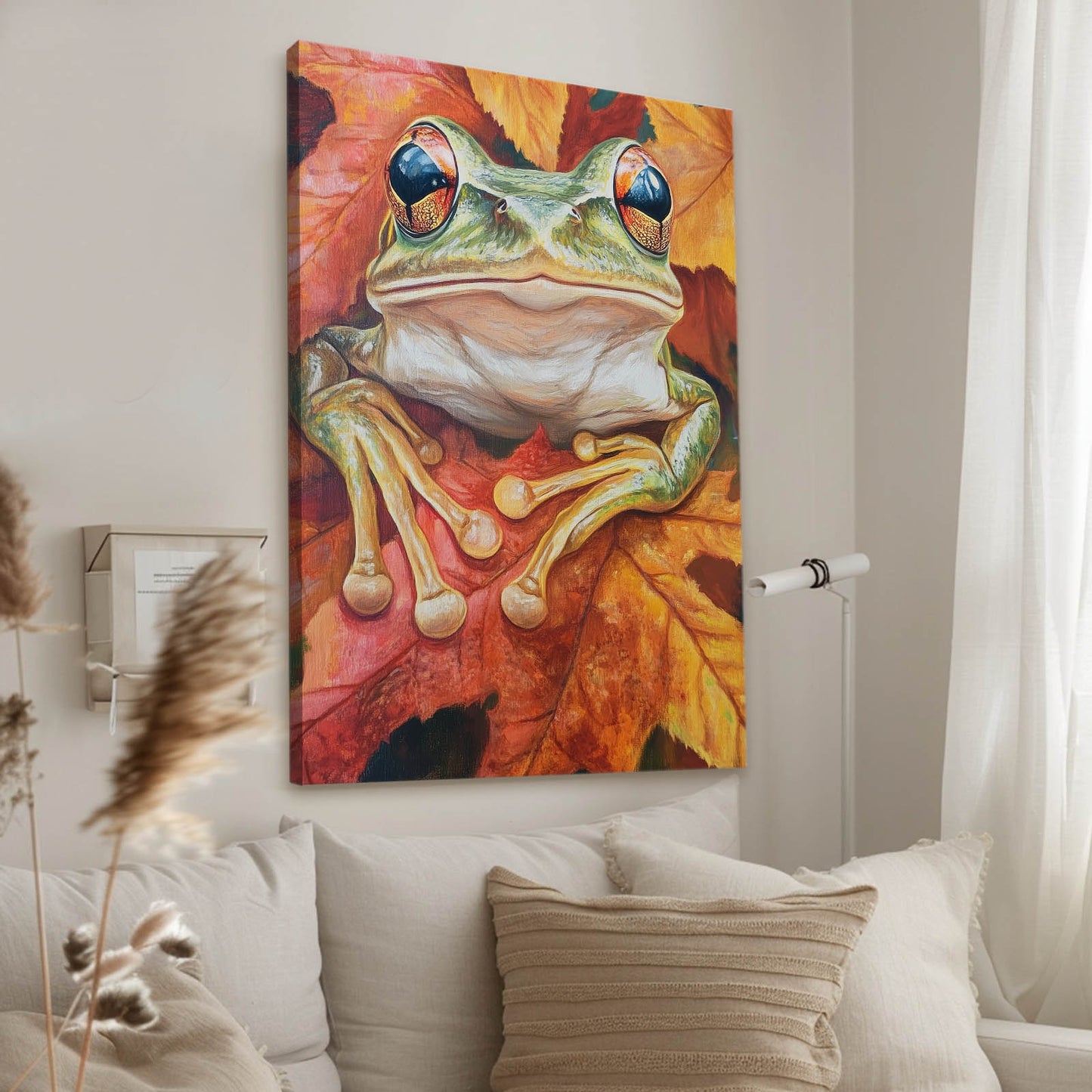 Autumn Leaf Frog Prints – styled in a furnished interior
