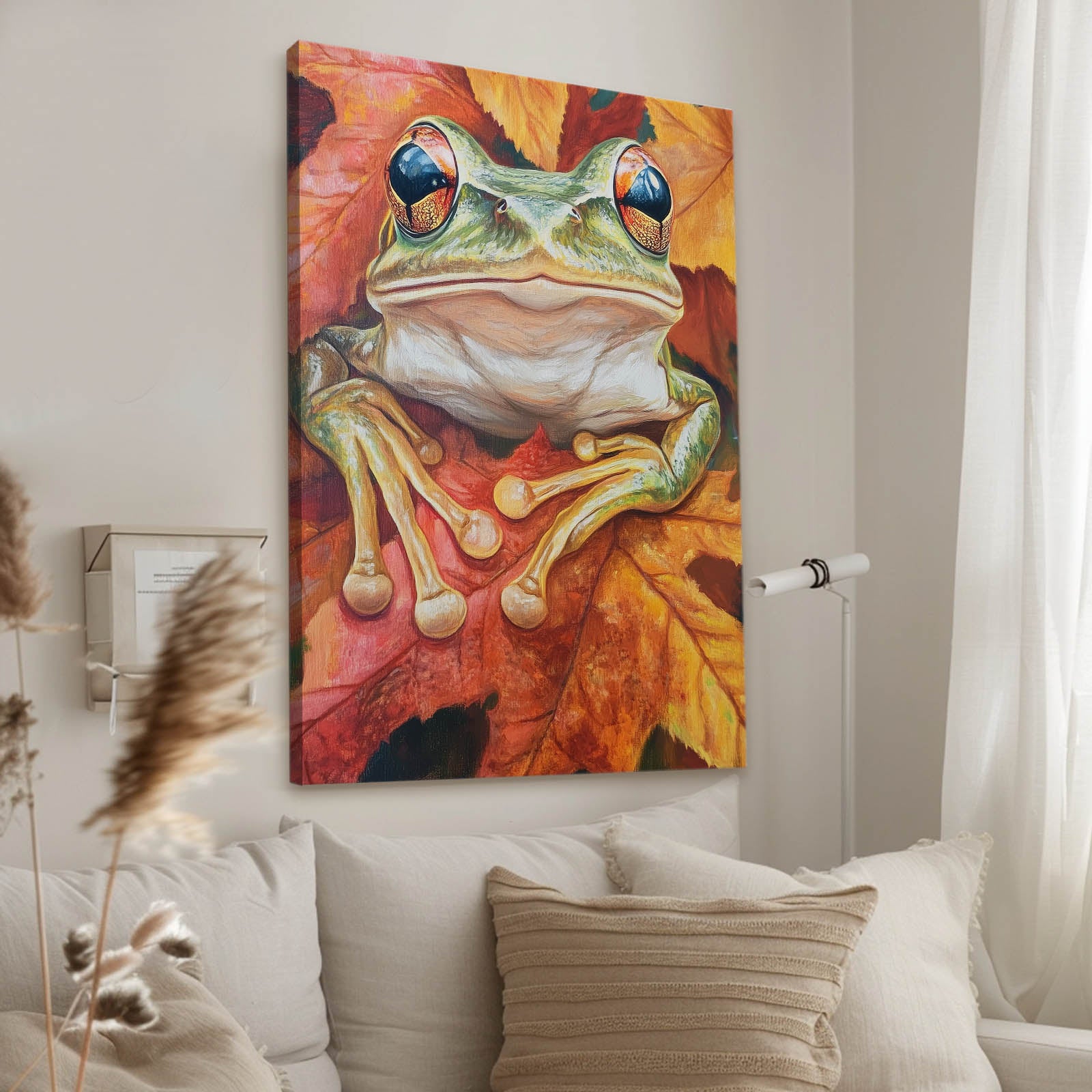 Autumn Leaf Frog Prints – styled in a furnished interior