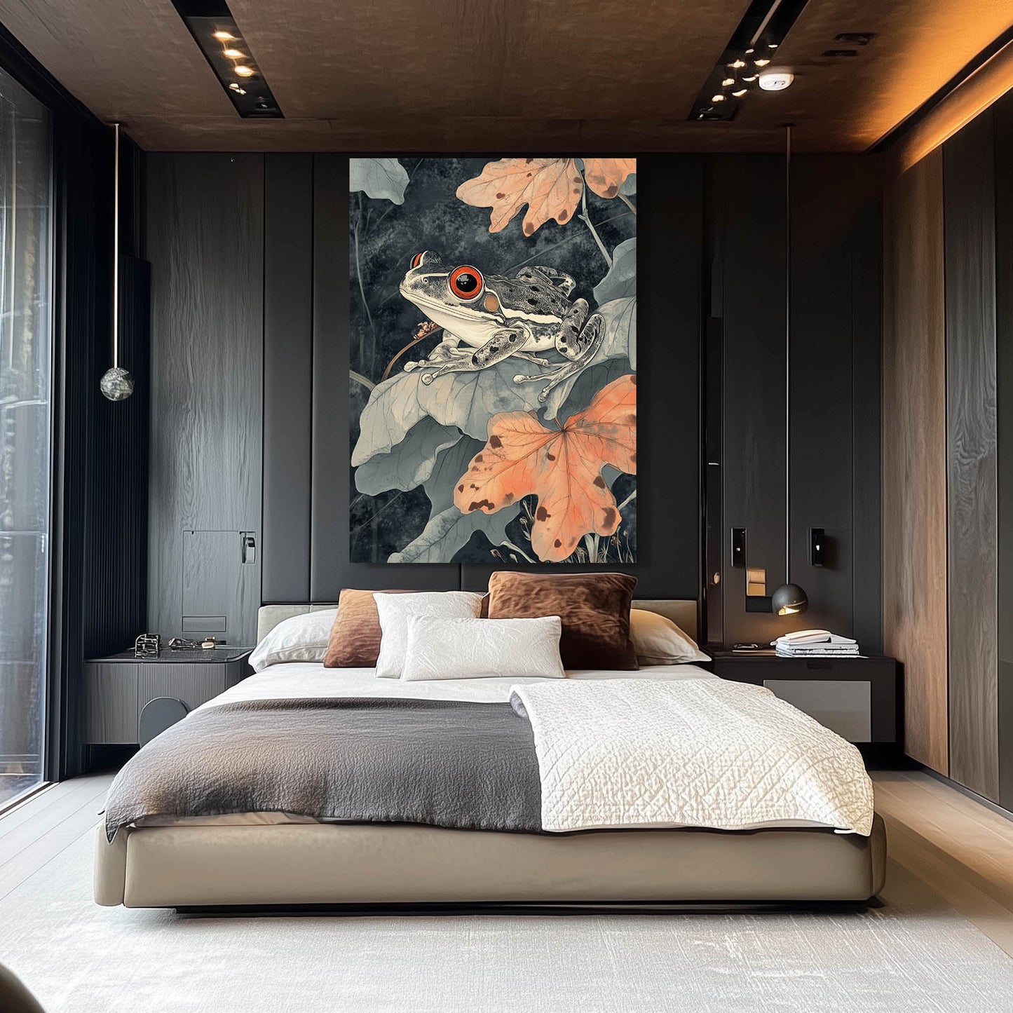 Autumn Leaf Rester Frog Canvas – styled in a furnished interior