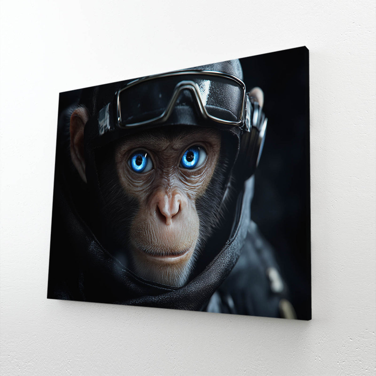 Aviator Goggles Monkey Wall Decor — contemporary canvas print, angled canvas view on white background