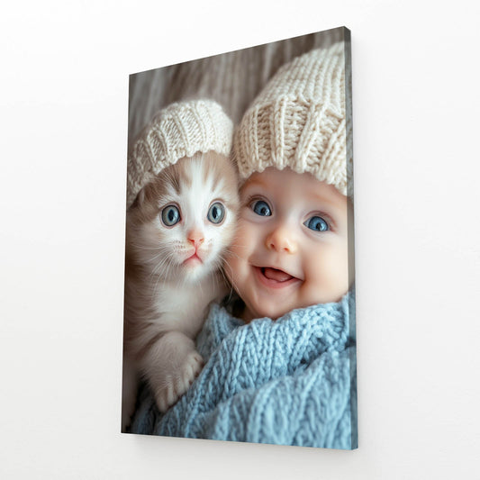 Baby and Cat Wall Art