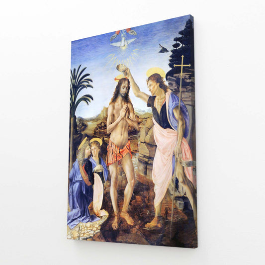 Baptism Of Christ Da Vinci Canvas Art – angled canvas view on white background