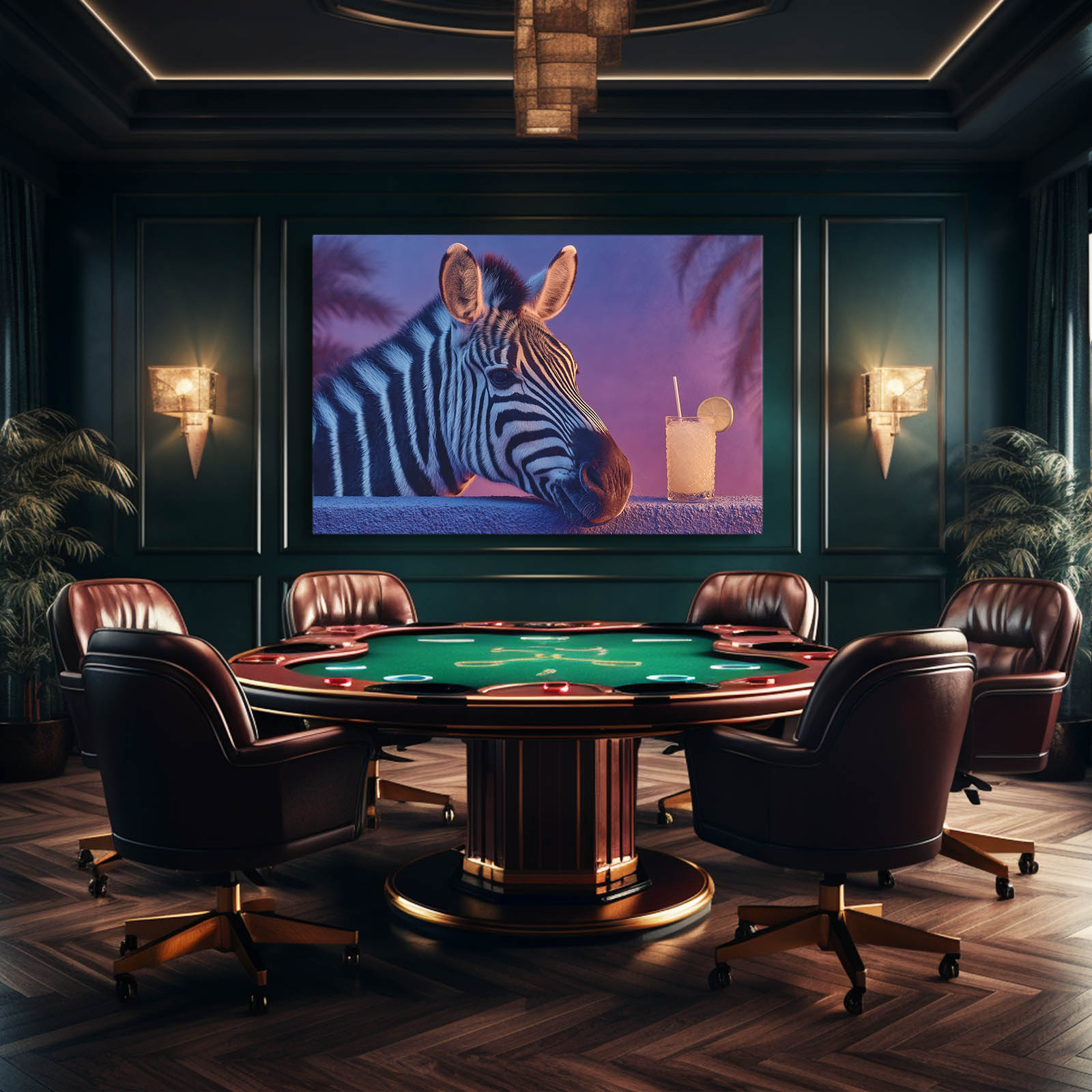 Bar Zebra Wall Art – styled in a furnished interior