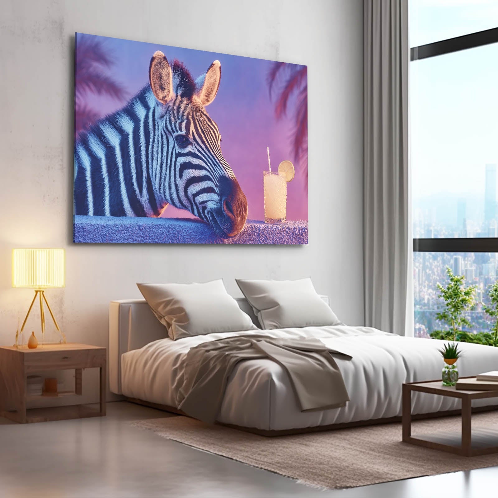 Bar Zebra Wall Art – styled in a furnished interior