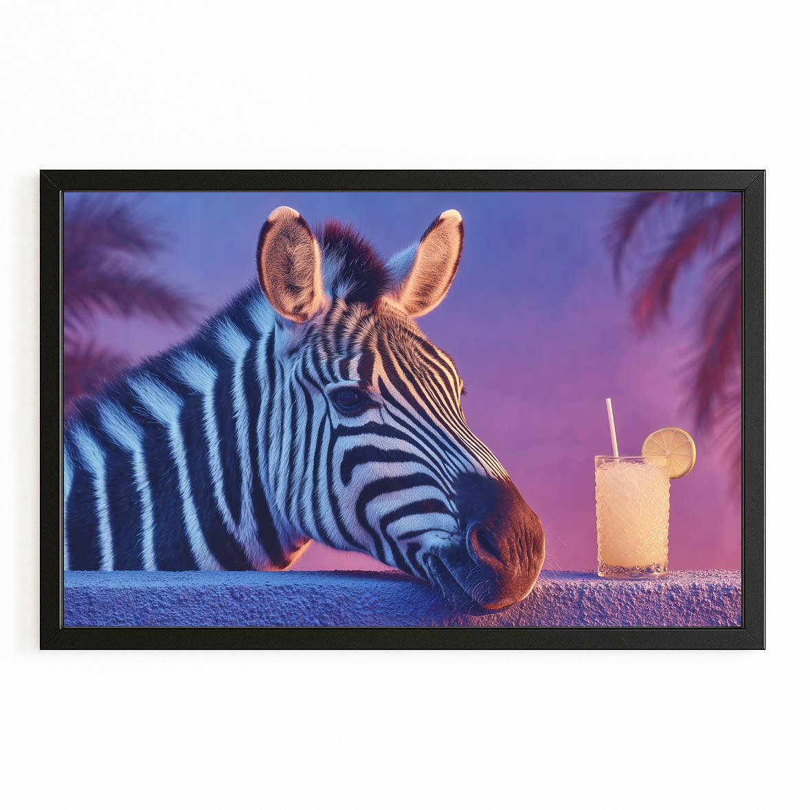 Bar Zebra Wall Art – with Premium Black frame on white background