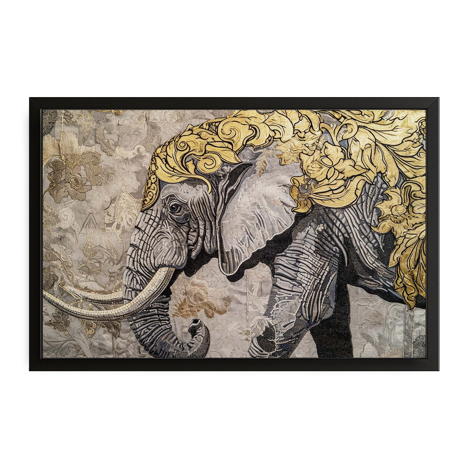Baroque Floral Elephant Wall Art – canvas print on white background