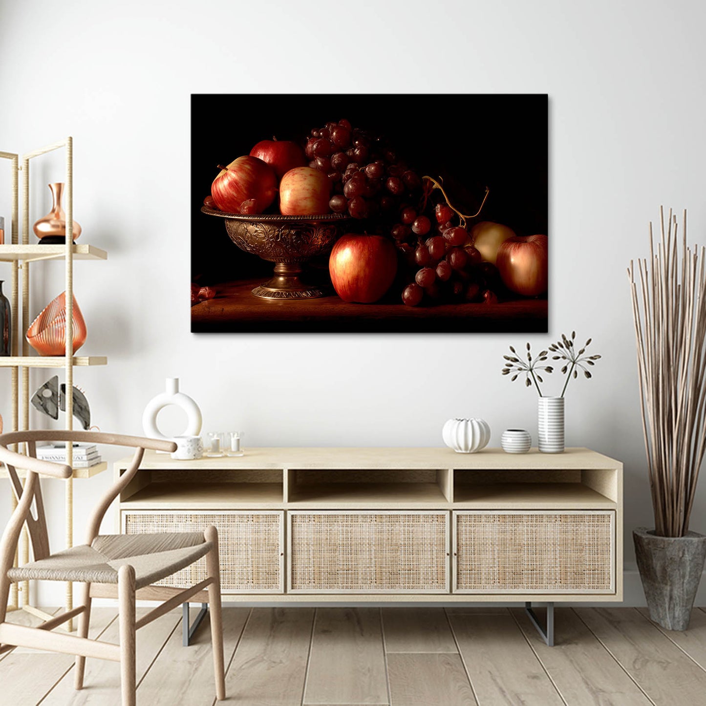Baroque Fruit Bowl Wall Art – styled in a furnished interior