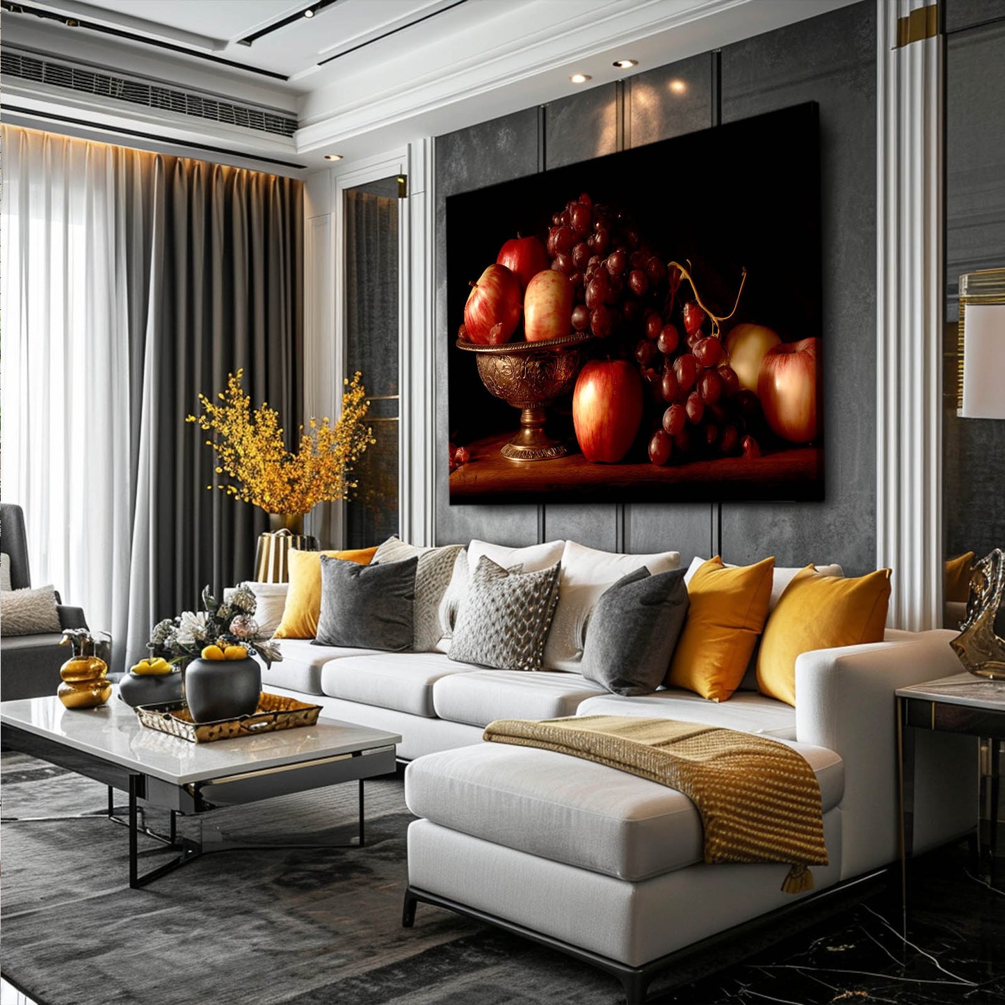 Baroque Fruit Bowl Wall Art – styled in a furnished interior