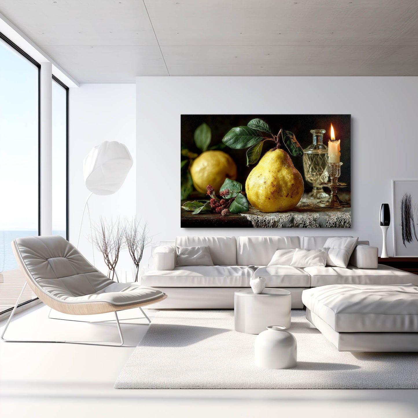 Baroque Pear Candle Fruit Prints – styled in a furnished interior
