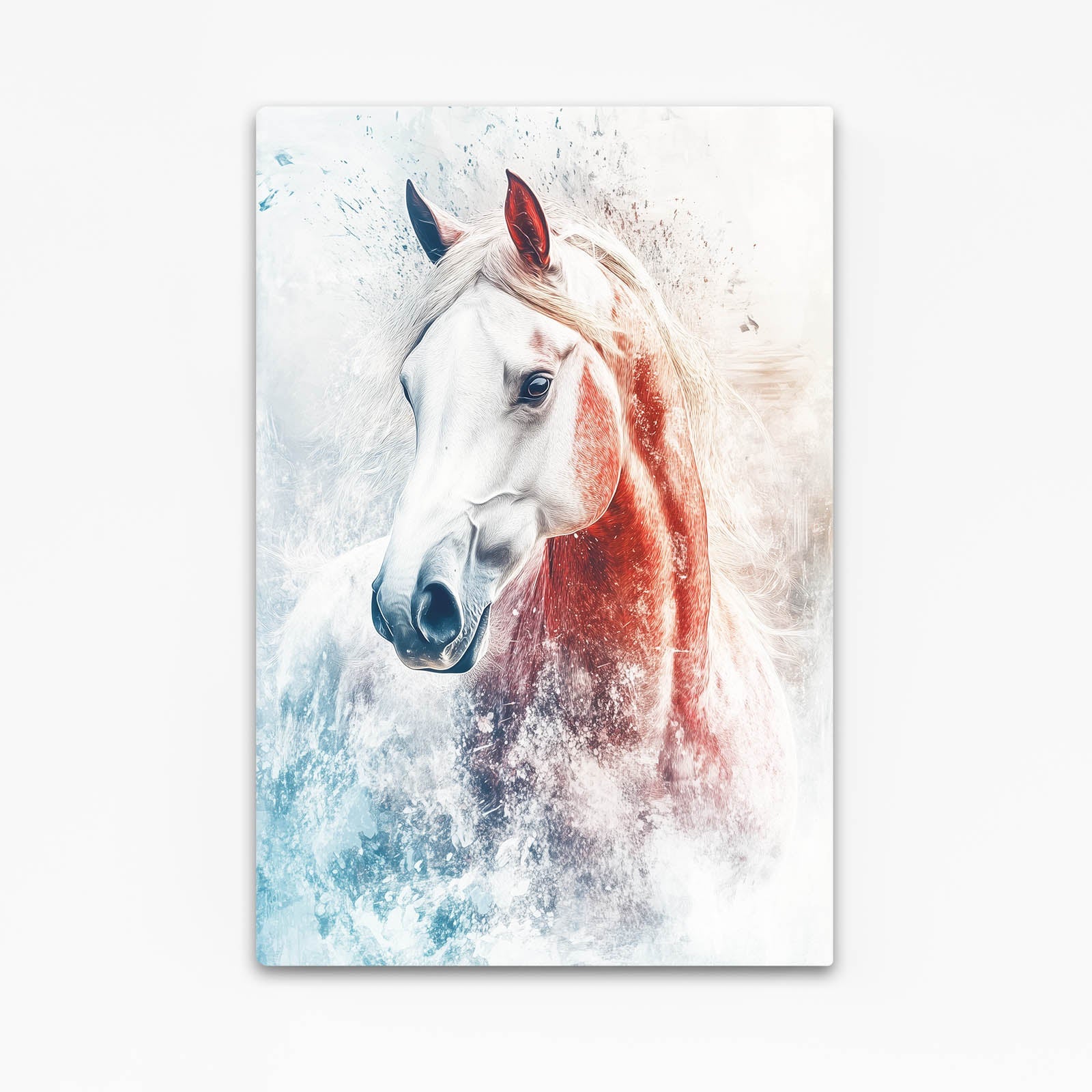 Bathroom Horse Canvas Art – angled canvas view on white background