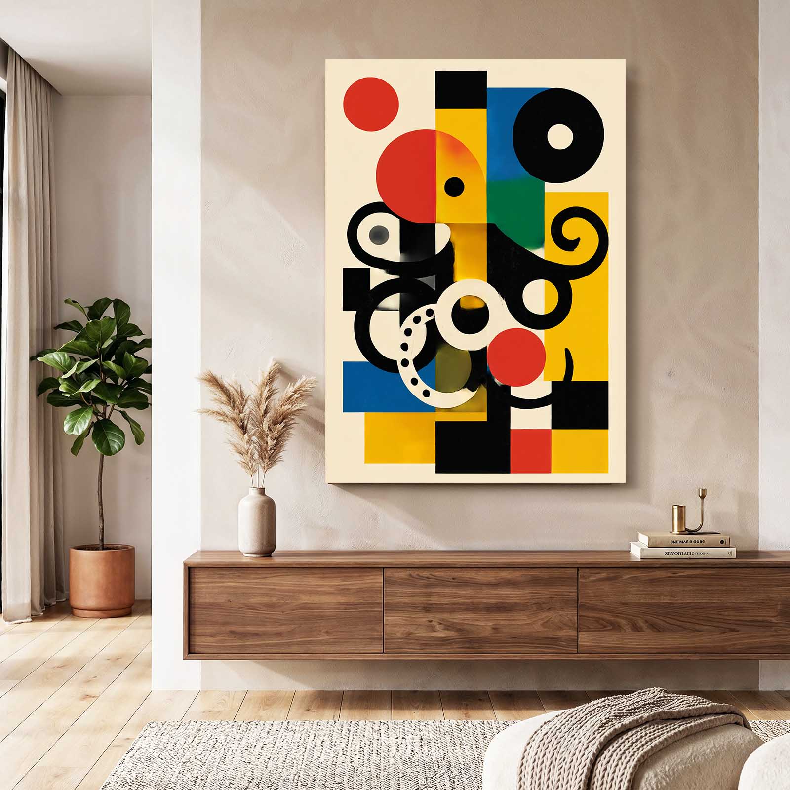 Bauhaus Shapes Octopus Wall Decor – styled in a furnished interior