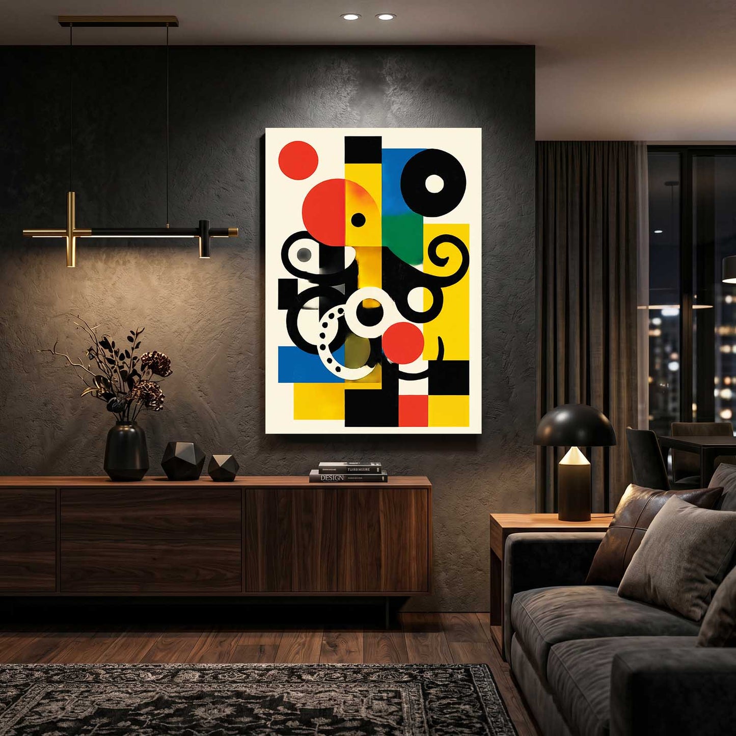 Bauhaus Shapes Octopus Wall Decor – styled in a furnished interior