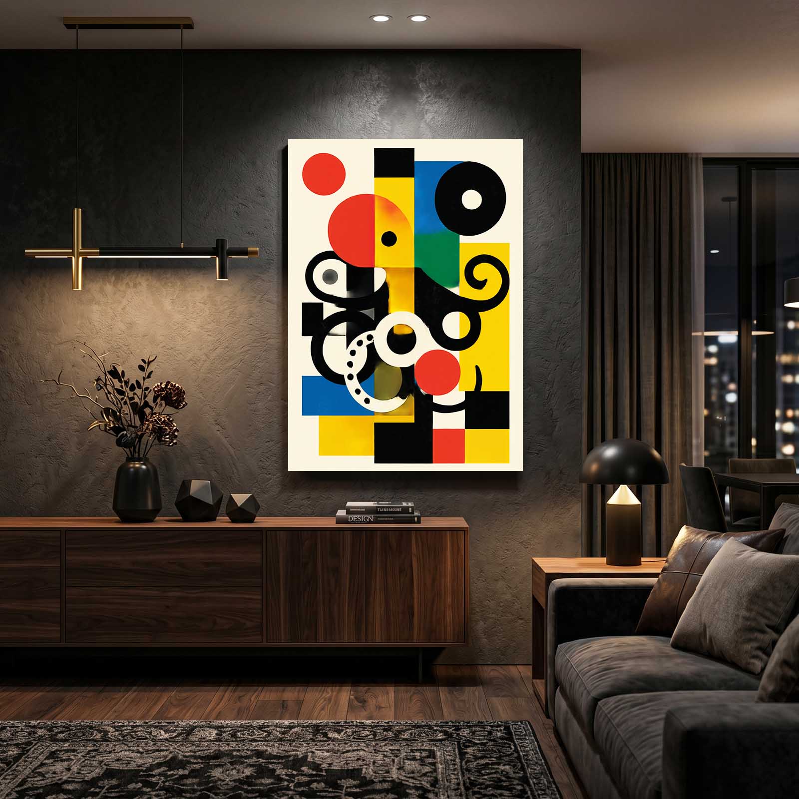 Bauhaus Shapes Octopus Wall Decor – styled in a furnished interior