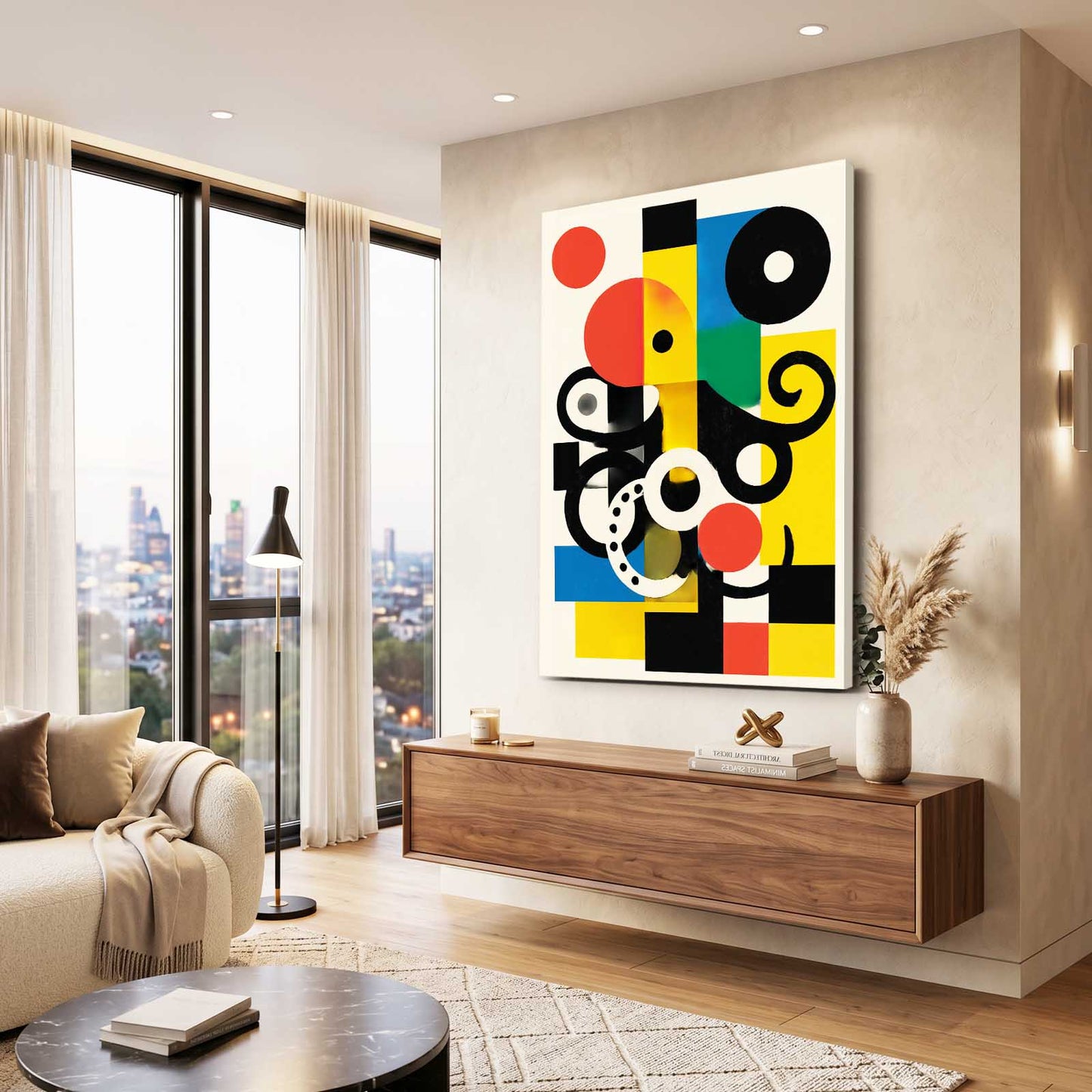 Bauhaus Shapes Octopus Wall Decor – styled in a furnished interior