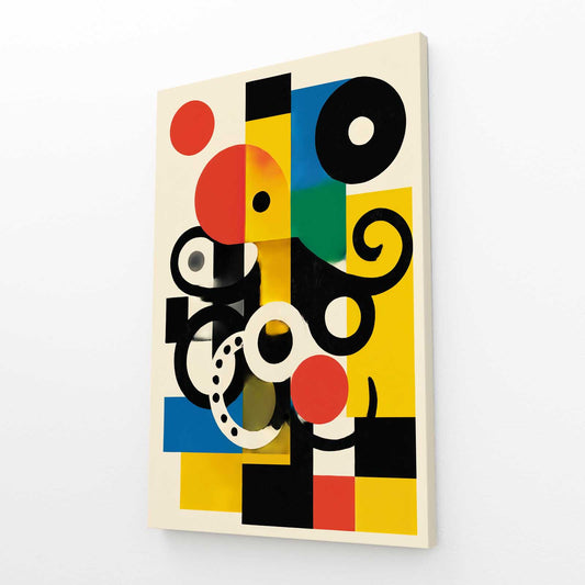 Bauhaus Shapes Octopus Wall Decor – angled canvas view on white background