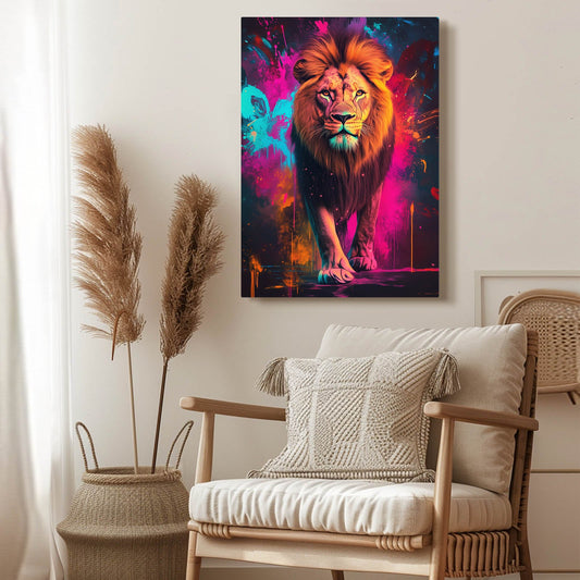 Be Brave Lion Print — digital canvas print in pink tones, view 3