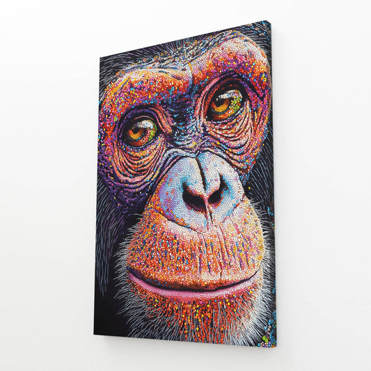 Beaded Dot Mask Monkey Wall Decor – angled canvas view on white background