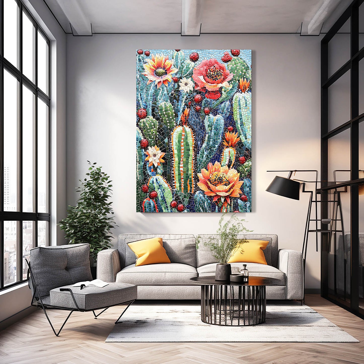 Beaded Garden Bloom Cactus Art – styled in a furnished interior