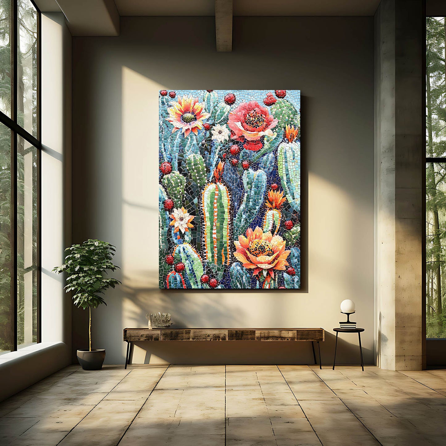 Beaded Garden Bloom Cactus Art – styled in a furnished interior