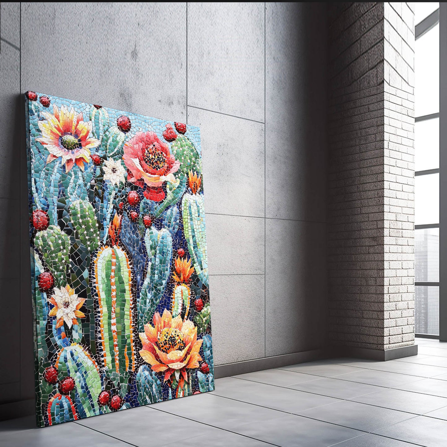 Beaded Garden Bloom Cactus Art – styled in a furnished interior