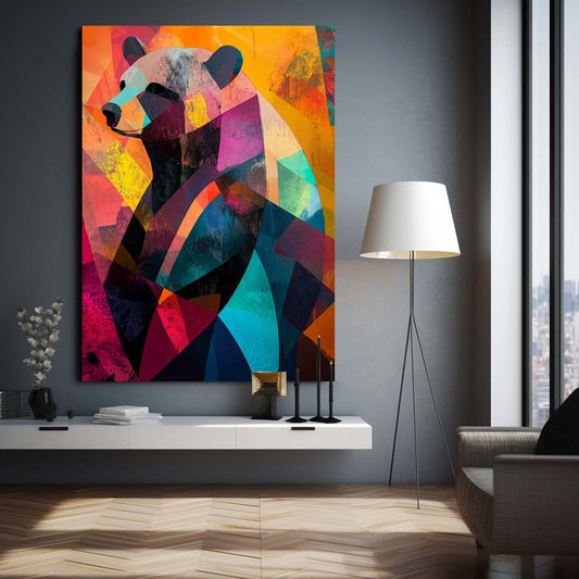 Bear Abstract Art — abstract canvas print in orange tones, view 3