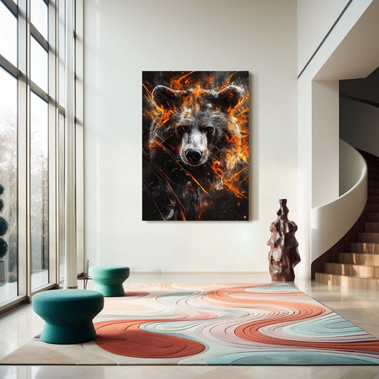 Bear Art Fire — abstract canvas print in brown tones, view 3