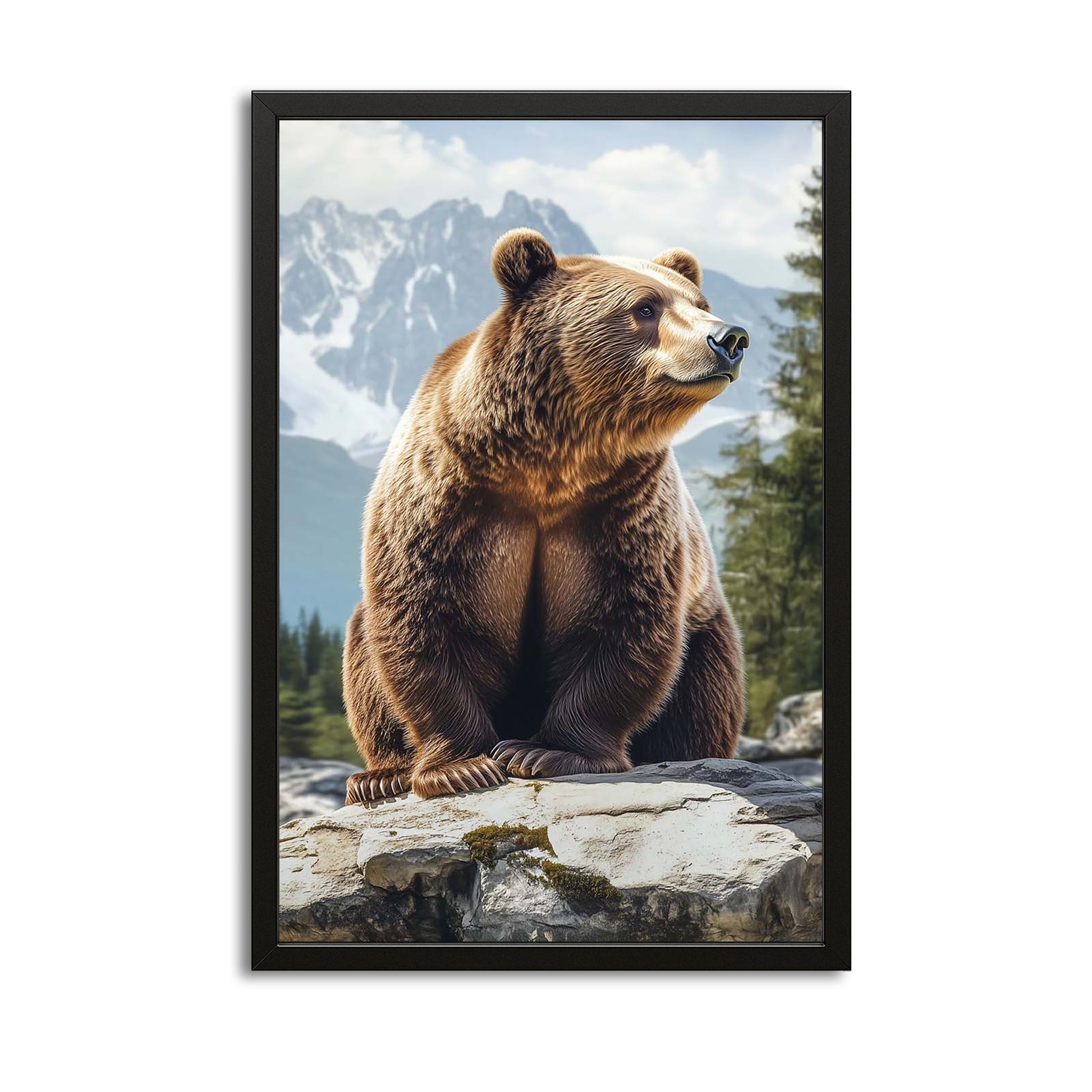 Bear Art Grizzly — contemporary canvas print in brown tones, canvas print on white background