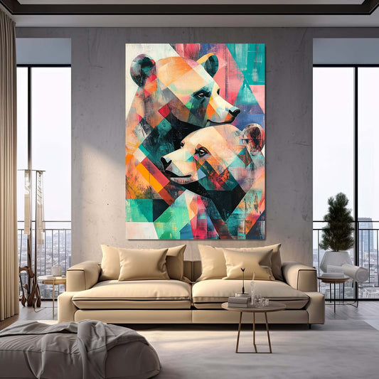 Bear Art Prints — abstract canvas print in blue tones, view 3