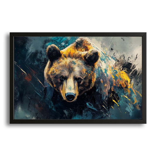 Bear Canvas Art — contemporary canvas print in blue tones, canvas print on white background
