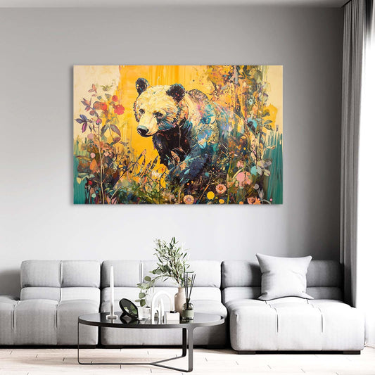 Bear Garden Art — abstract canvas print in orange tones, view 3