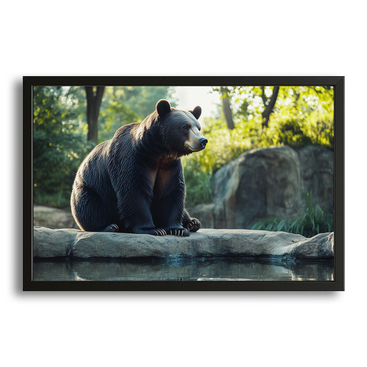 Bear Lake Art — 3d canvas print in gray tones, canvas print on white background