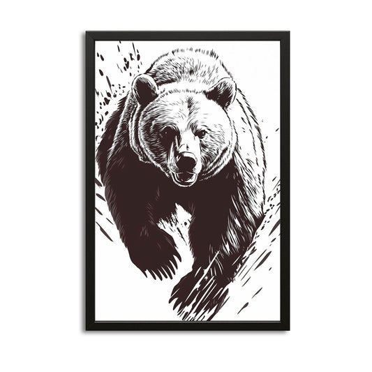 Bear Line Art – canvas print on white background