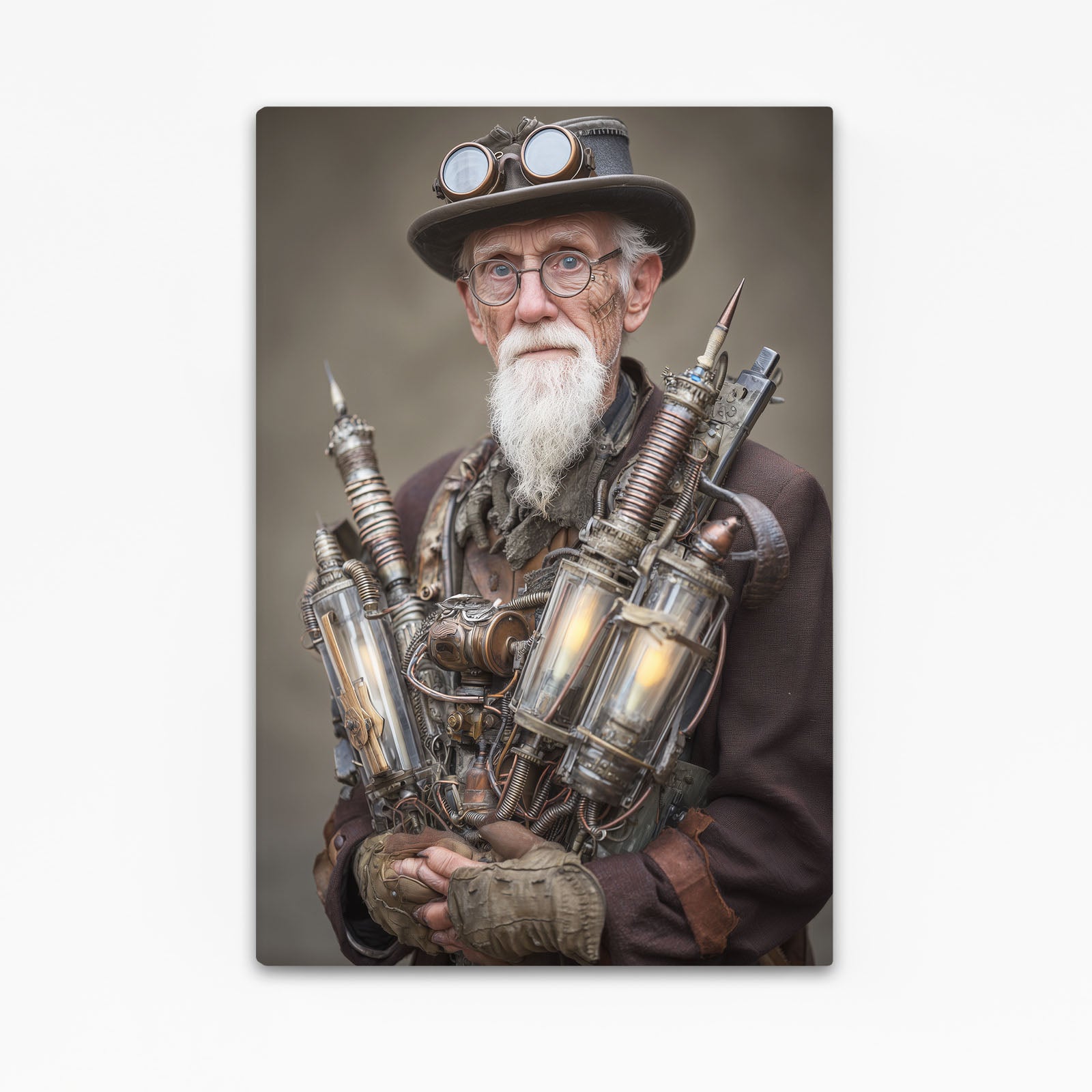 Bearded Inventor Portrait Steampunk Wall Art – bearded inventor portrait steampunk canvas print