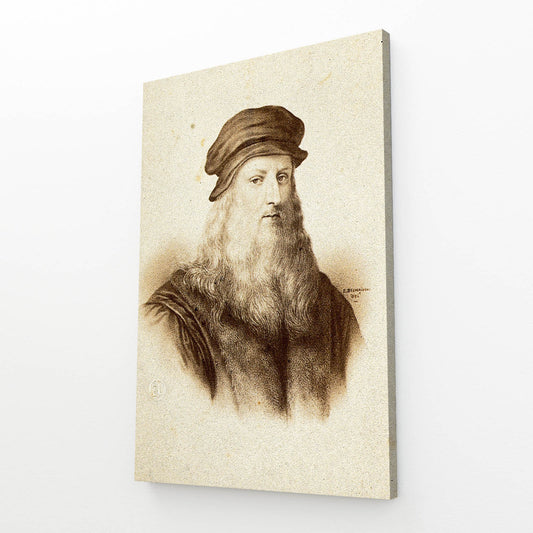 Bearded Self Portrait Da Vinci Canvas – angled canvas view on white background
