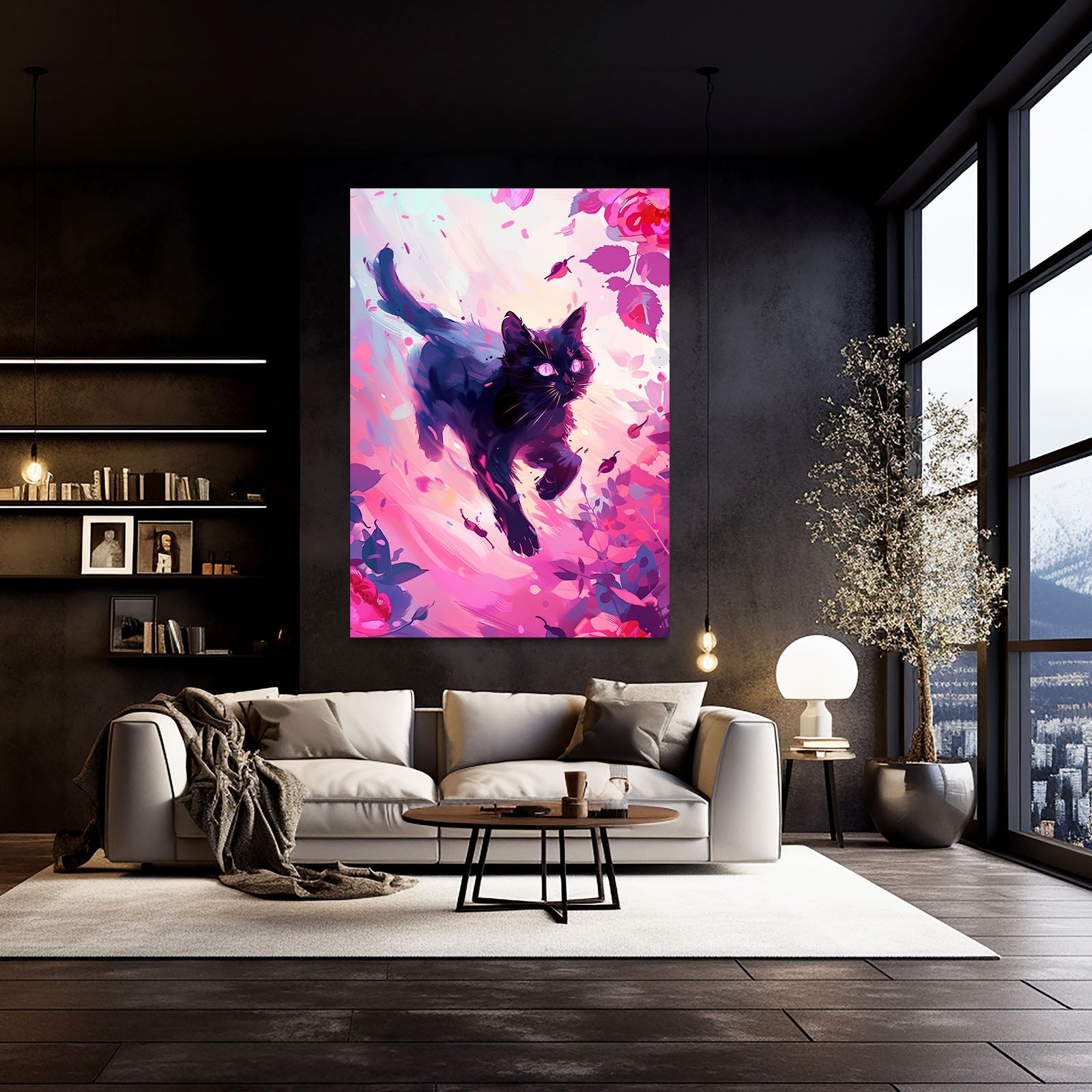 Pink Wall Art Cat