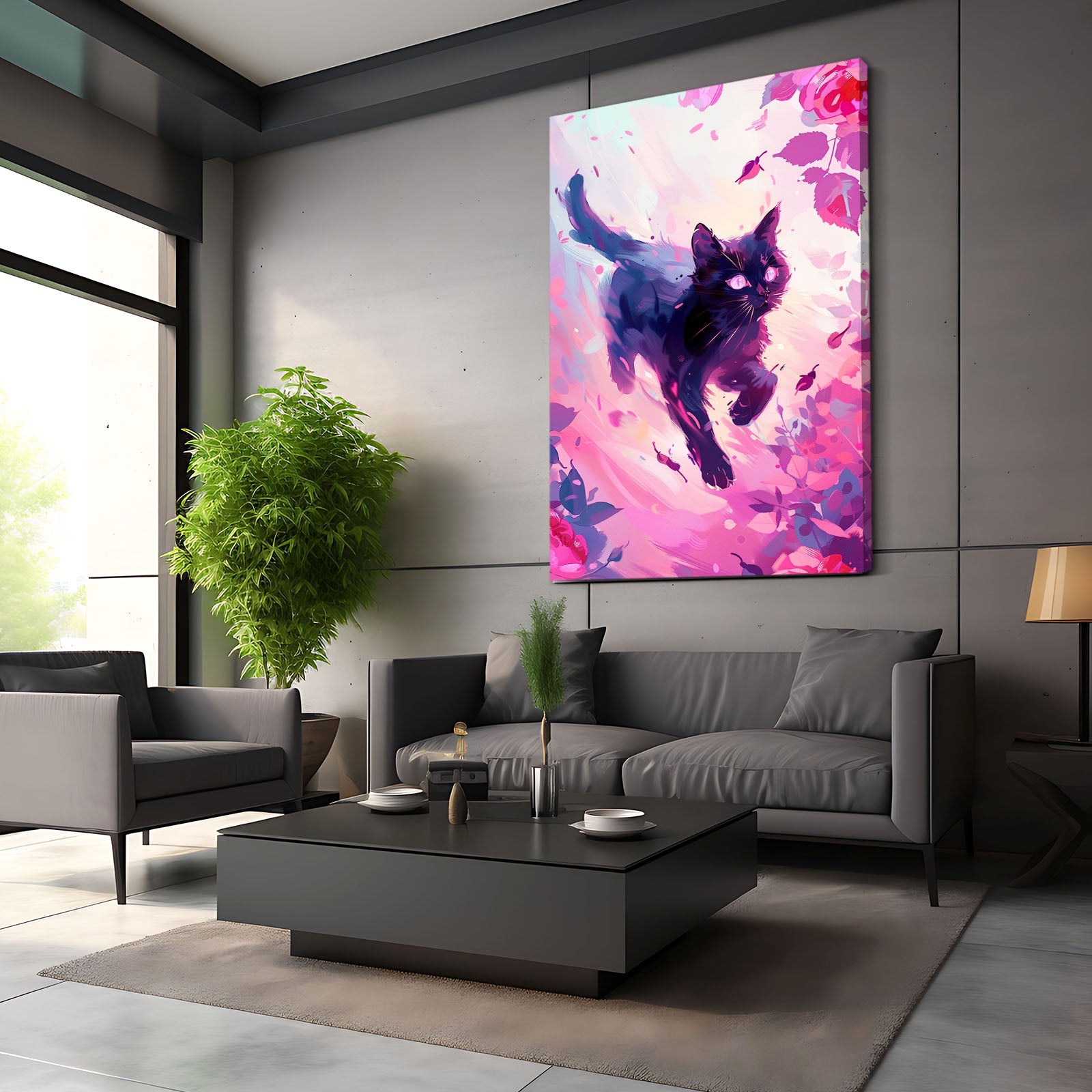 Pink Wall Art Cat