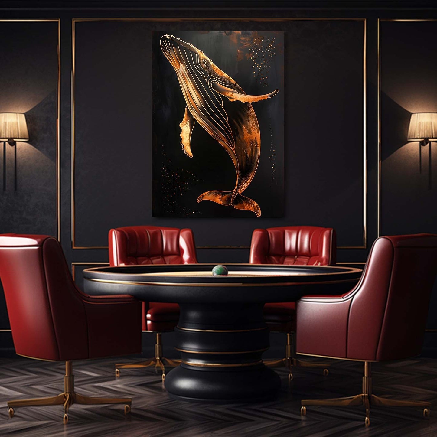 Beautiful Golden Whale Art